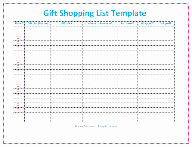 Retail Store Checklist Template Luxury Gift List Template Word Dotxes