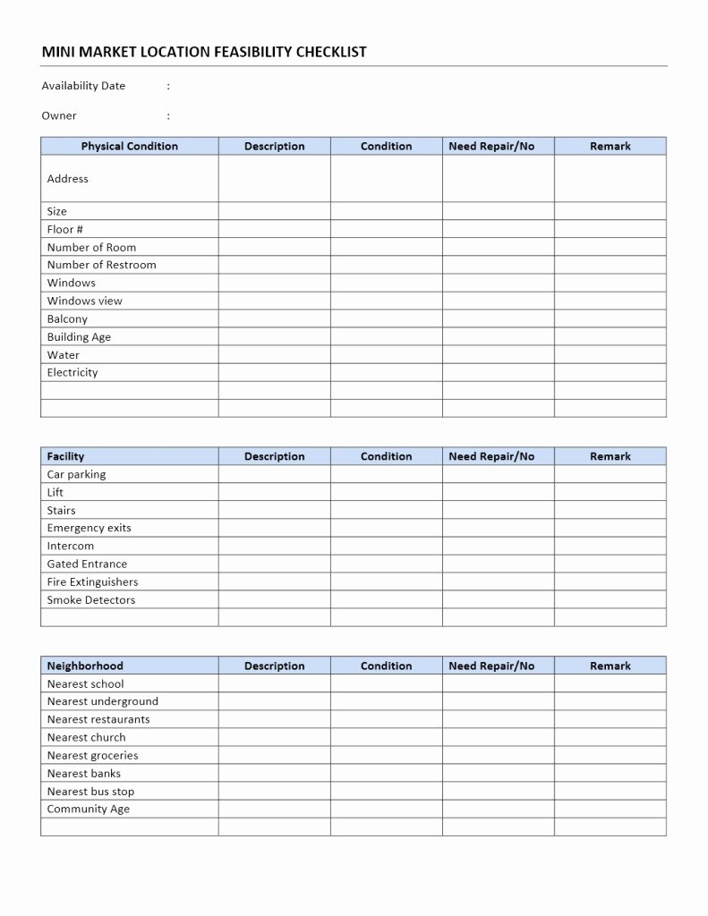 Retail Store Checklist Template New Convenience Store Feasibility Study Checklist