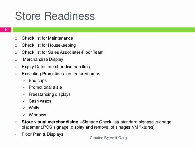 Retail Store Checklist Template Unique Garg 9 Check List for