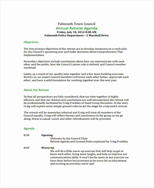 Retreat Itinerary Template Awesome 10 Retreat Agenda Templates Free Sample Example format