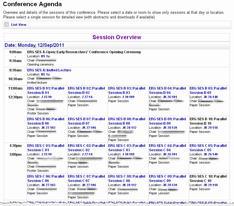 Retreat Itinerary Template Best Of Conftool Create the Conference Agenda