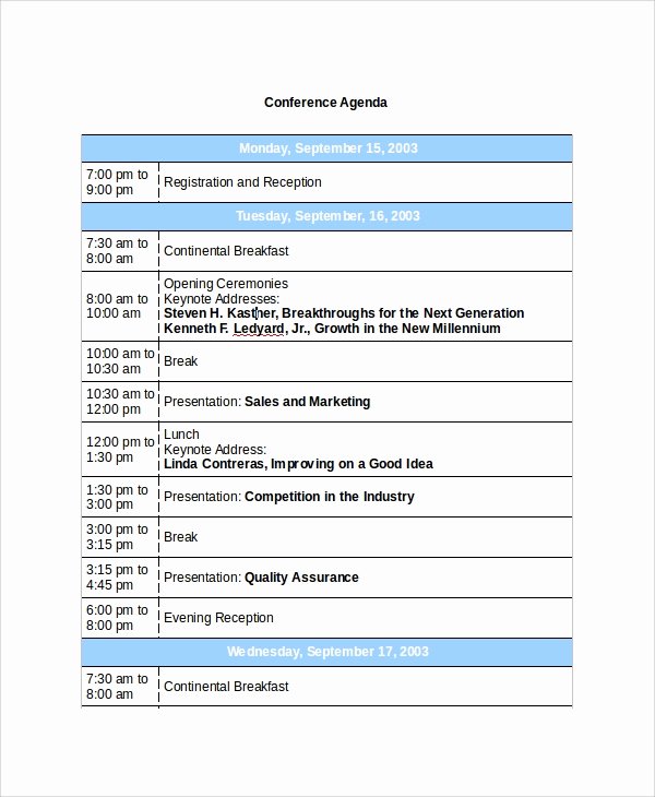 Retreat Itinerary Template Fresh Sample Conference Agenda 7 Documents In Pdf Word