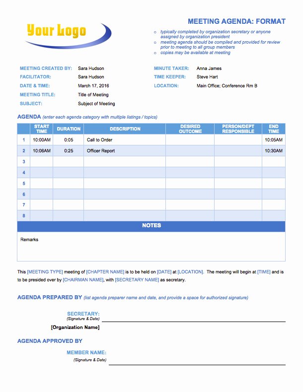 Retreat Itinerary Template Lovely Free Meeting Agenda Templates Smartsheet