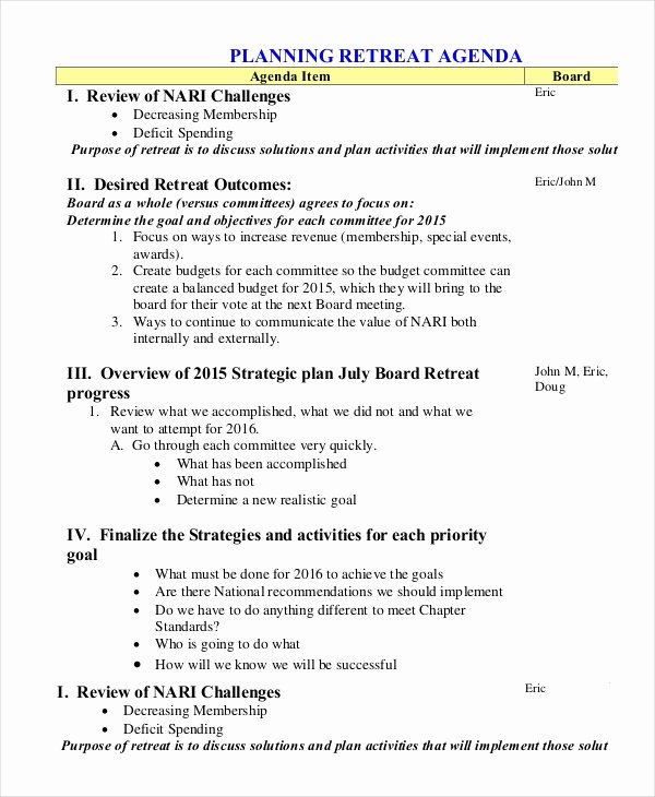 Retreat Itinerary Template