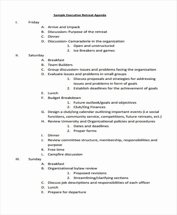 Retreat Itinerary Template Unique 10 Retreat Agenda Templates Free Word Pdf format