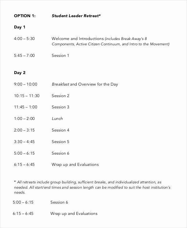 Retreat Schedule Template Best Of Retreat Agenda Template 7 Free Word Pdf Documents