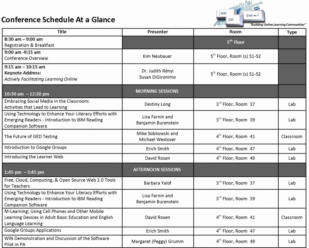 Retreat Schedule Template Elegant Conference Schedule Template