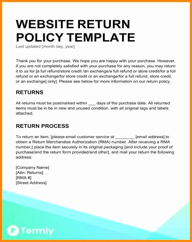 Return Policy Template Word Lovely 9 10 Return Policy Template Word