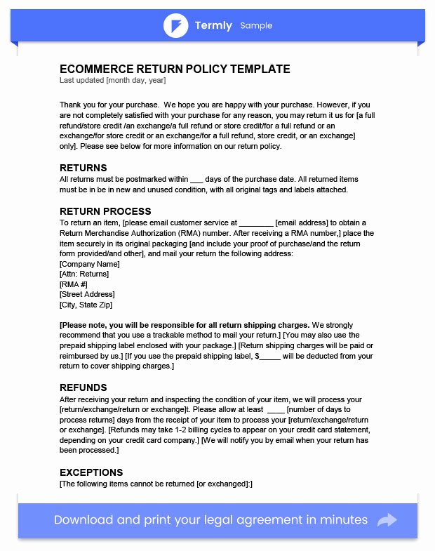 Return Policy Template Word Luxury Return Policy Template &amp; Examples Free to Download