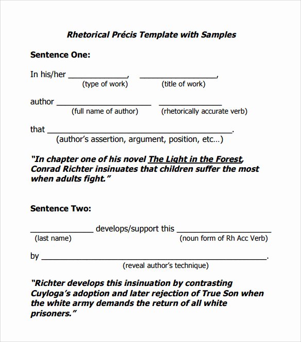 Rhetorical Precis Template Avid Elegant Rhetorical Precis Template