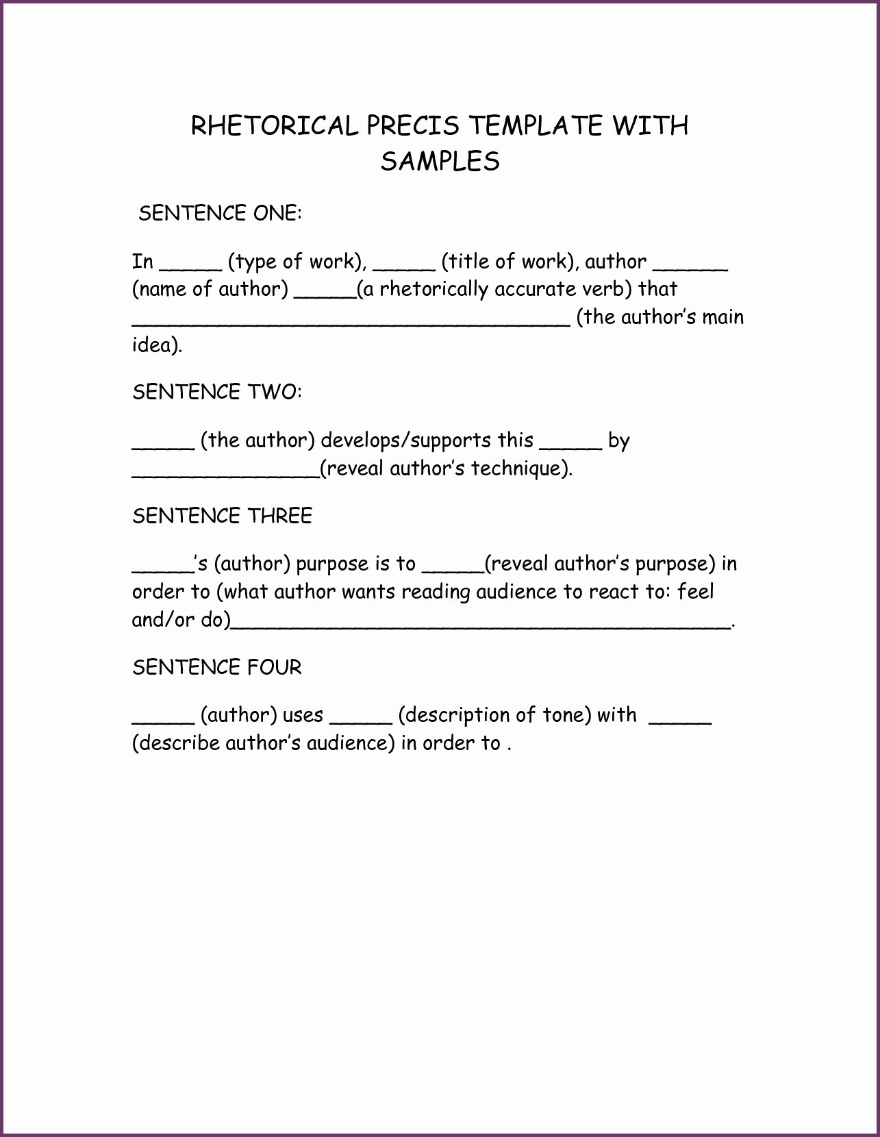 Rhetorical Precis Template Avid Elegant Rhetorical Precis Template Pdf Example Free Download