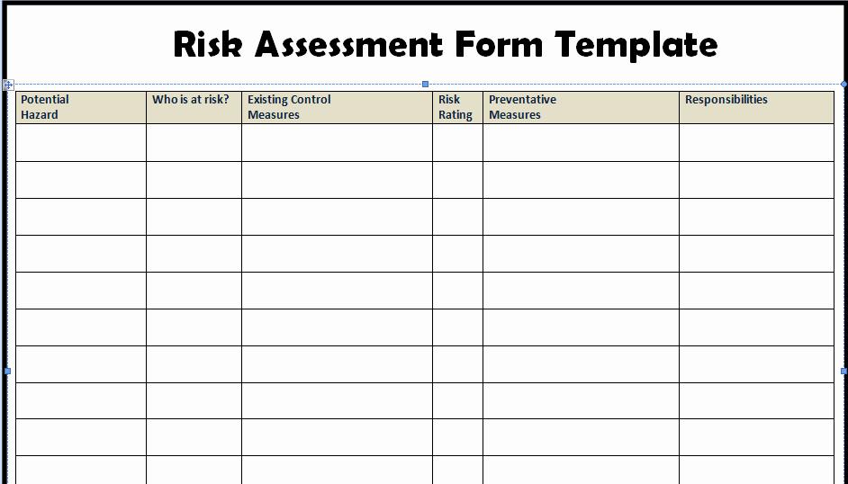 Risk Management Plan Template Doc Awesome Risk assessment form Templates In Word Excel – Project