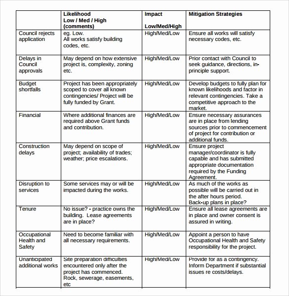 Risk Management Plan Template Doc Elegant Risk Management Plan Template 9 Download Free Documents