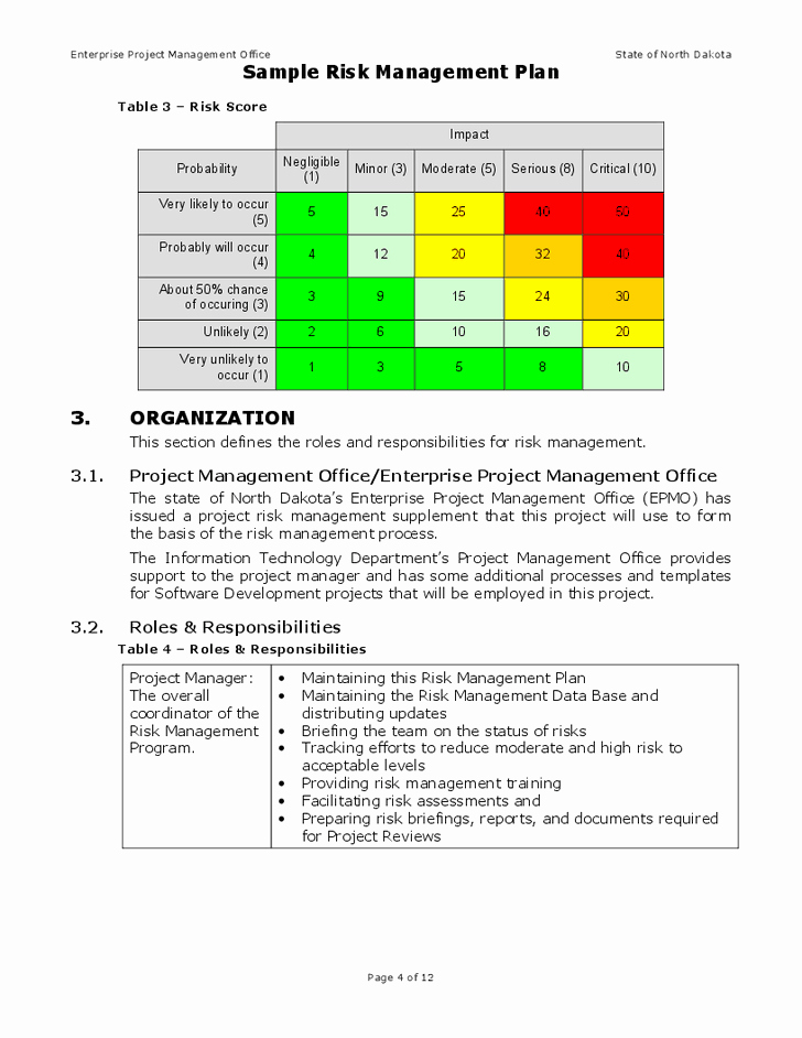 Risk Management Plan Template Doc Elegant Risk Management Plan Template