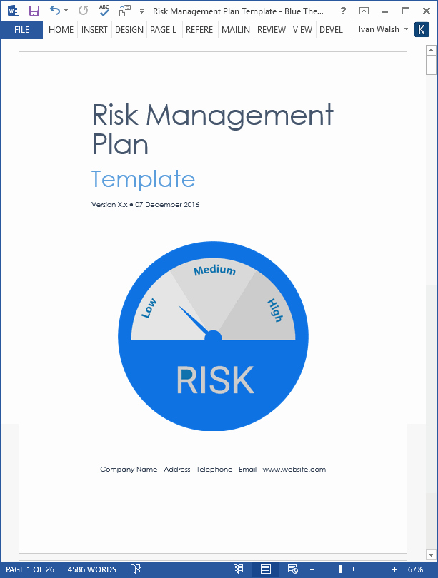 Risk Management Plan Template Doc Lovely Risk Management Plan Template – 24 Pg Ms Word &amp; Free Excel