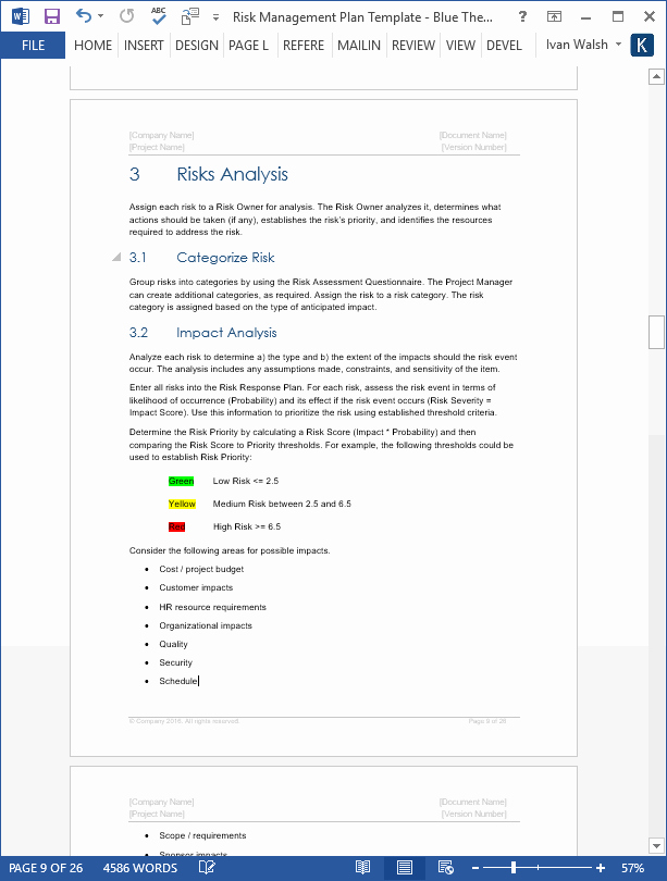 Risk Management Plan Template Doc Lovely Risk Management Plan Template