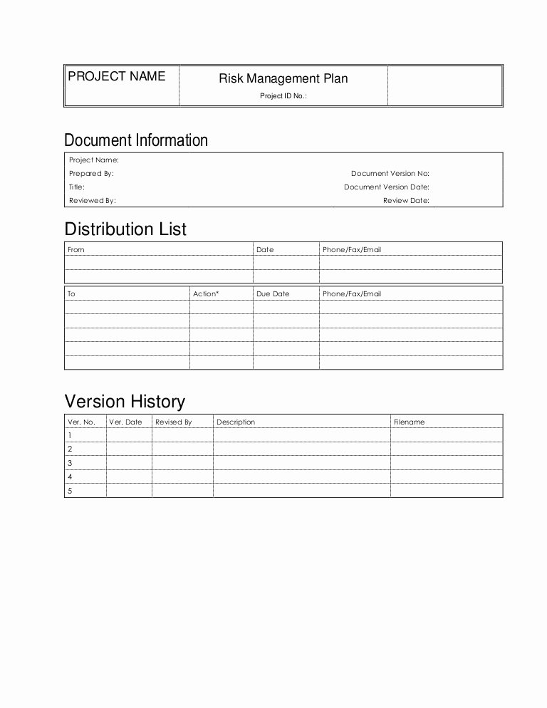 Risk Management Plan Template Doc New Risk Management Plan Template Doc