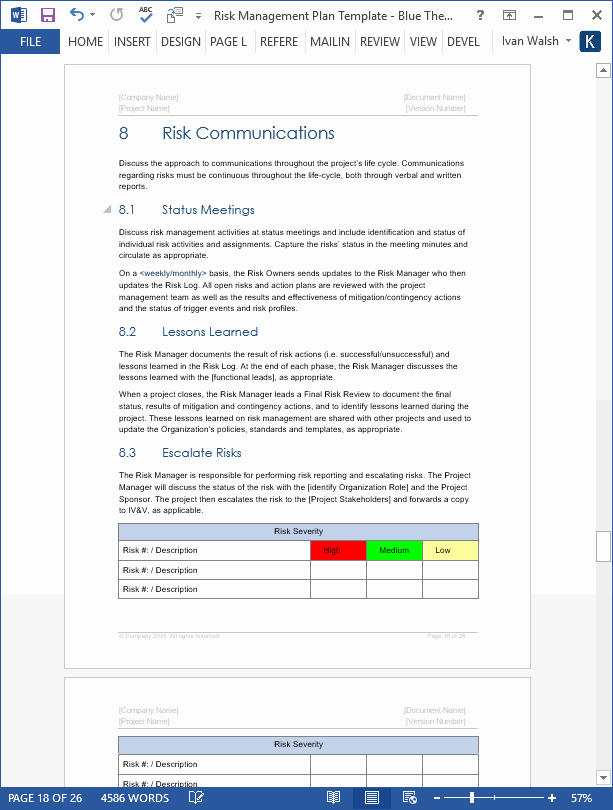 Risk Management Strategy Template Awesome Risk Management Plan Template – 24 Pg Ms Word &amp; Free Excel