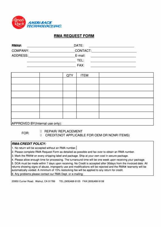 Rma form Template Beautiful top 9 Rma Request form Templates Free to In Pdf