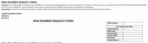 Rma form Template Luxury Rma Number Request Accounting Template