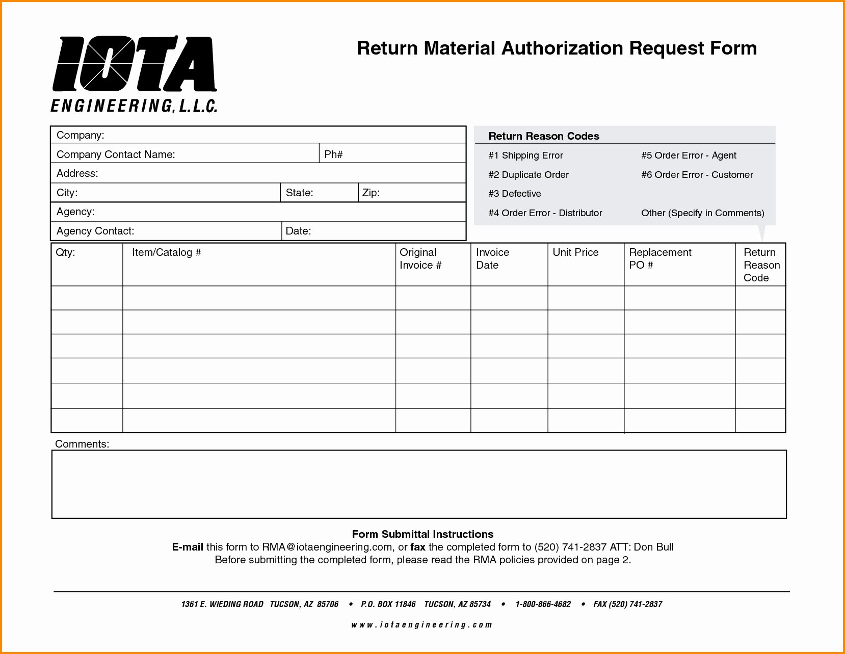 Rma form Template Unique 17 Return form Template – Cgcprojects