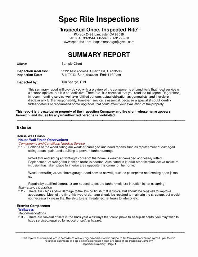 Roof Inspection Report Sample Beautiful Sample Home Inspection Report