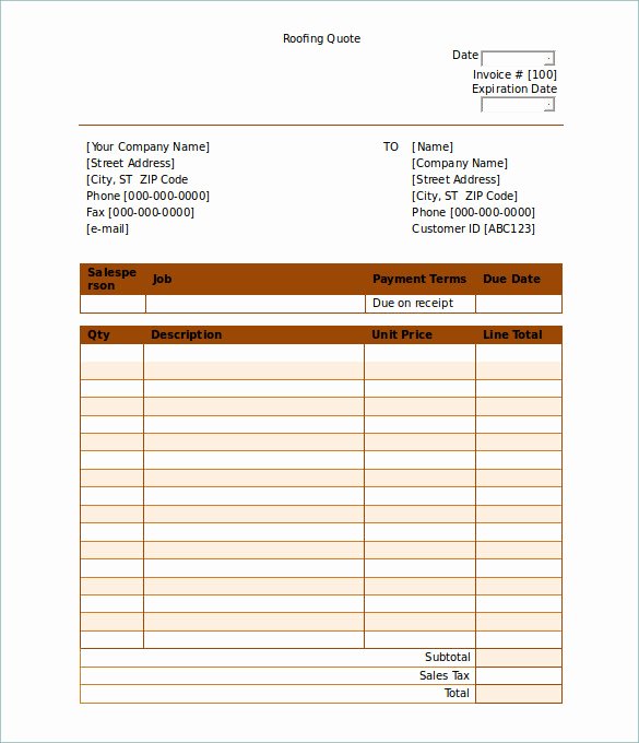 Roofing Bid Proposal Template Awesome 12 Roofing Estimate Templates Pdf Doc