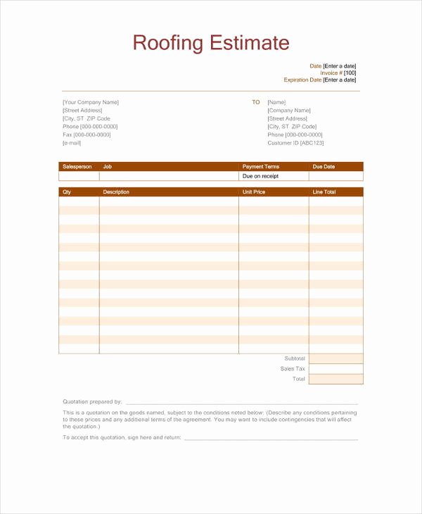 Roofing Bid Proposal Template Best Of 12 Roofing Estimate Templates Pdf Doc