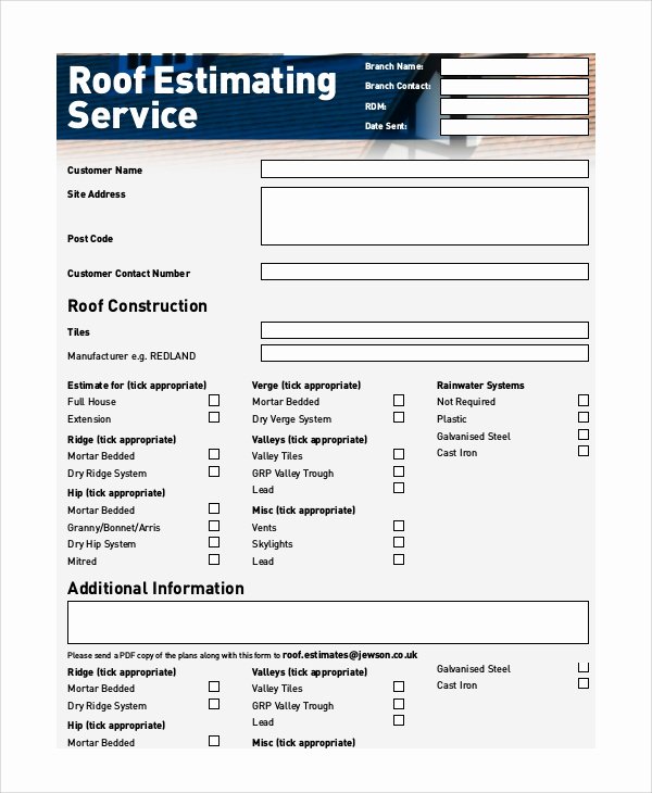 Roofing Bid Proposal Template Best Of Sample Estimate form 9 Examples In Pdf Word