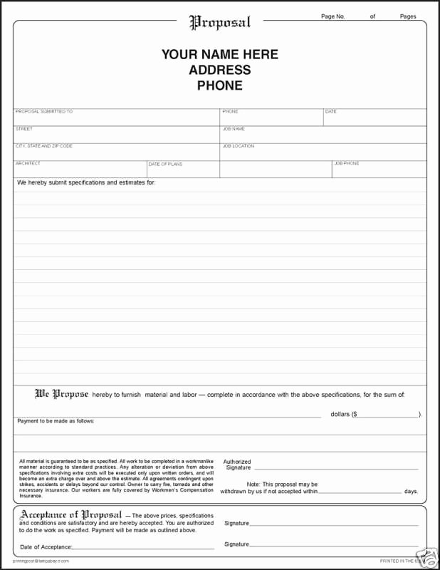 Roofing Bid Proposal Template Elegant Free Printable Bid Proposal forms Business