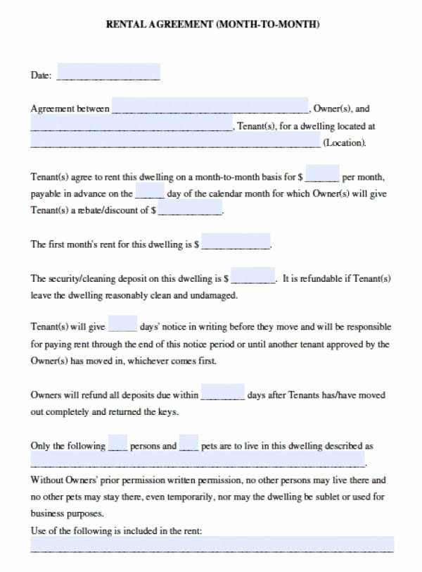 Room Rental Agreement California Free form Awesome Free California Month to Month Lease Agreement