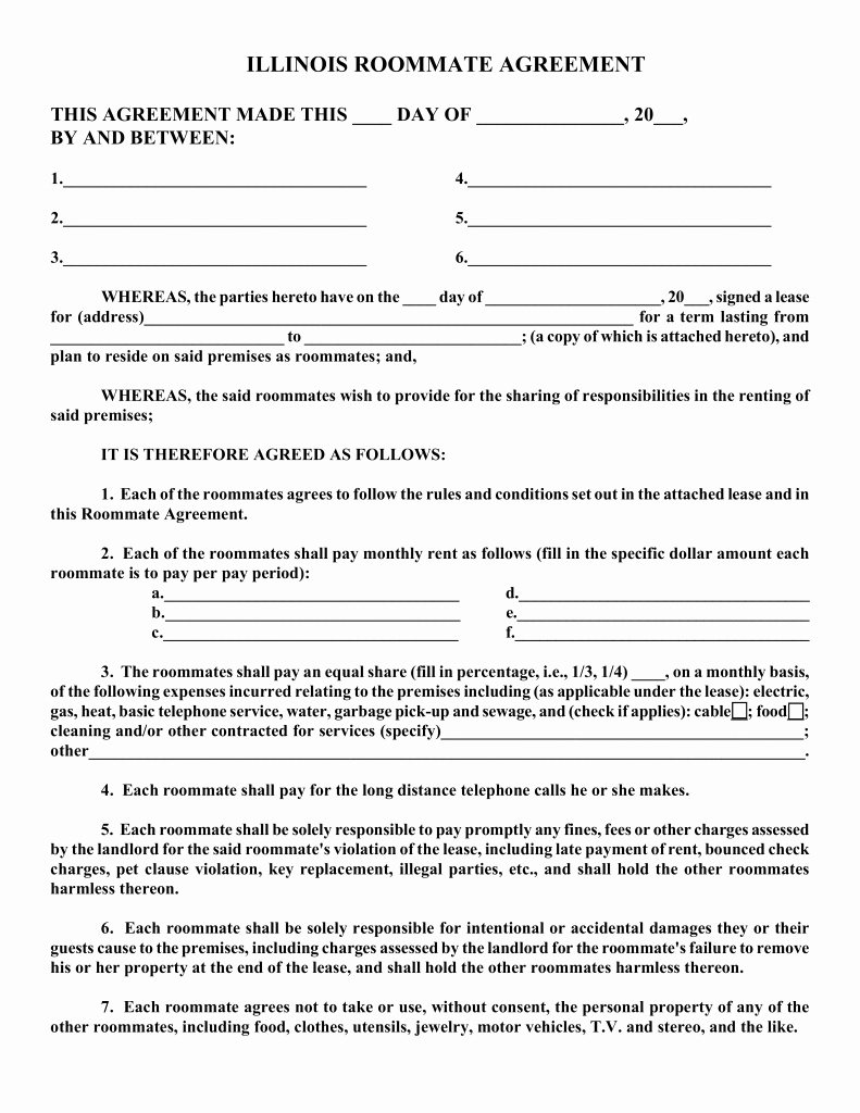 Room Rental Agreement California Free form Beautiful Free Illinois Roommate Room Rental Agreement form Pdf