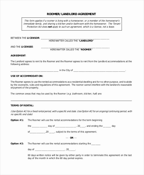 Room Rental Agreement California Free form Elegant 9 Sample Room Agreement forms Sample Example format