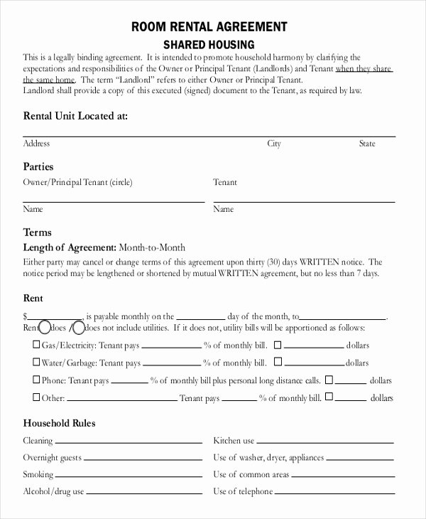 Room Rental Agreement California Free form New 13 Room Rental Agreement Templates – Free Downloadable