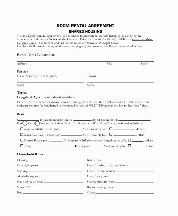 Room Rental Agreement California Free form New Rent Agreement form 9 Free Word Pdf Documents Download