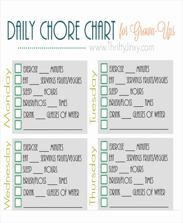 Roommate Chore Chart Template Elegant 39 Free Charts