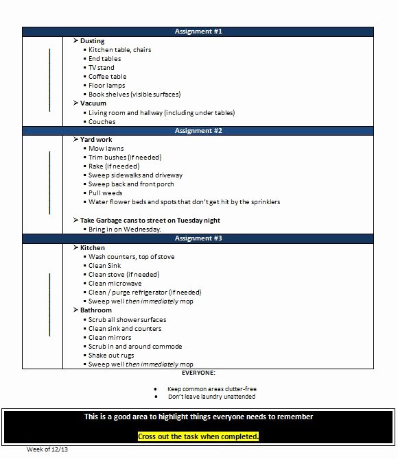 Roommate Chore Chart Template Elegant Roommate Agreement