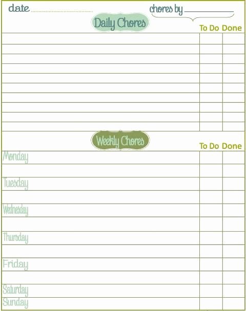 Roommate Chore Chart Template Luxury Daily Chores and Weekly Chores Editable