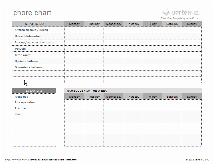 Roommate Chore Chart Template New Free Kids Chore Chart Template