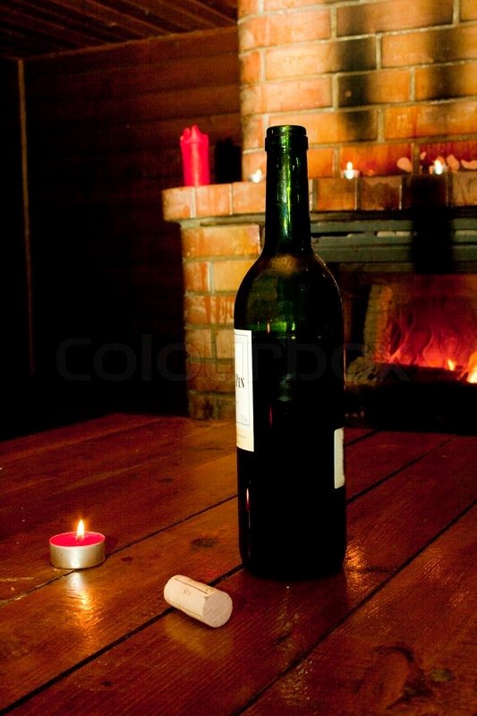 Roomstore Credit Card Log In Awesome Wine Bottle Standing On Table before Burning Fireplace