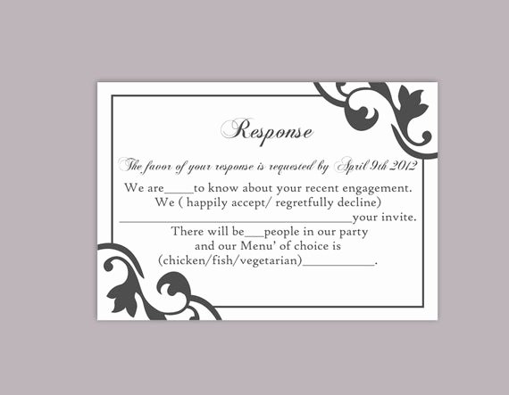 Rsvp Cards Templates Free Best Of Diy Wedding Rsvp Template Editable Text Word File Instant