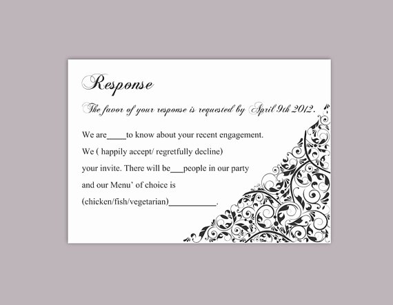 Rsvp Cards Templates Free Elegant Diy Wedding Rsvp Template Editable Text Word File Download