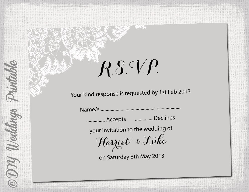 Rsvp Cards Templates Free Fresh Wedding Rsvp Template Diy Silver Gray Antique