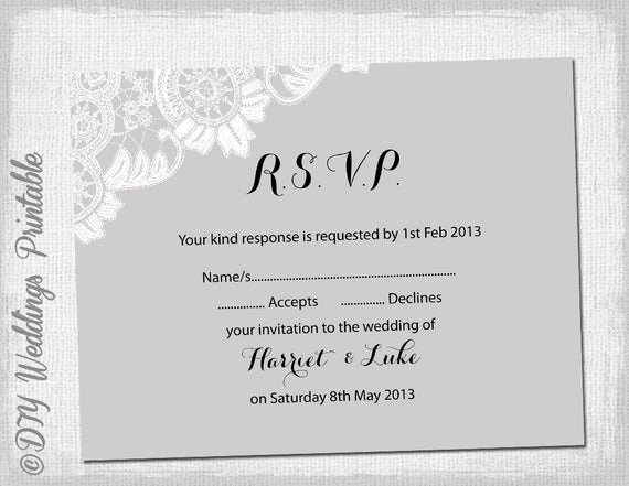 Rsvp Cards Templates Free Lovely Wedding Rsvp Template Diy Silver Gray Antique