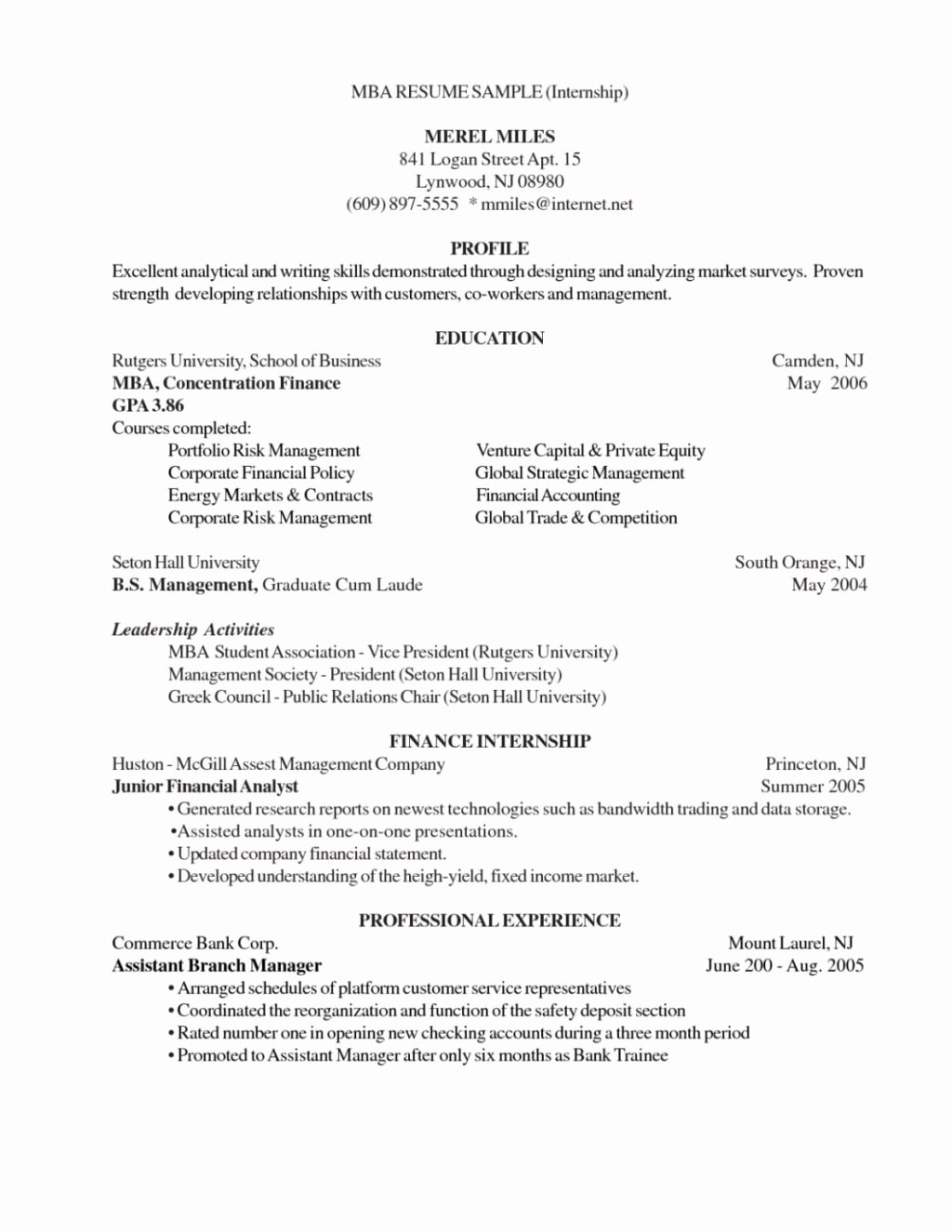 Rutgers Business School Resume Template Elegant 13 Rutgers Business School Resume Template Ideas