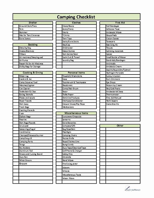 Rv Journal Template Awesome Printable Camping Checklist – Craftbnb