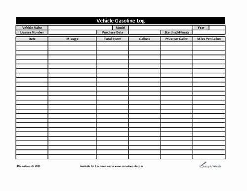 Rv Journal Template Beautiful Vehicle Gasoline Log