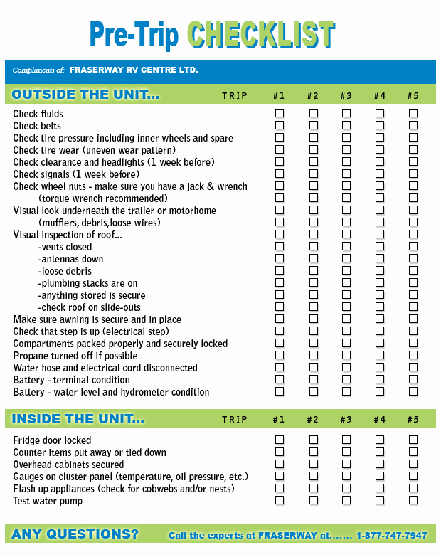 Rv Journal Template Elegant Rv Articles General Rv Information Pre Trip Checklist