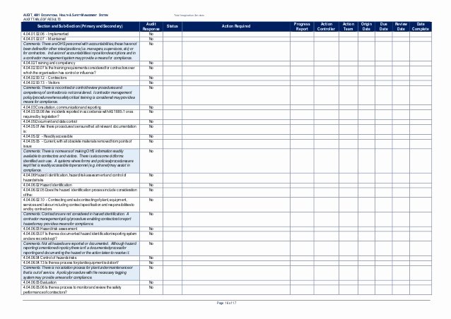 Safety Audit Report Sample Unique Audit 4801 Safety Management Systems Report Example