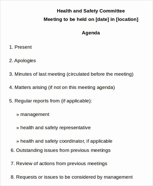 Safety Meeting Minutes Template Fresh 10 Safety Agenda Templates Free Sample Example format